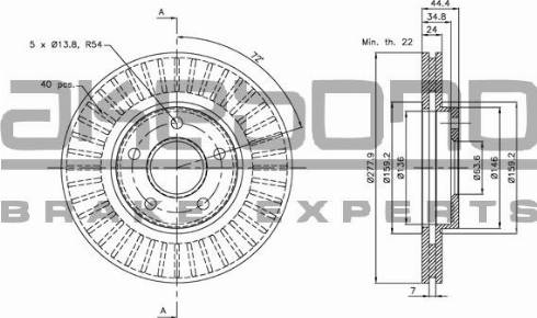 Akebono BN-0195E - Тормозной диск autospares.lv