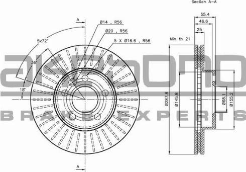 Akebono BN-0196 - Тормозной диск autospares.lv