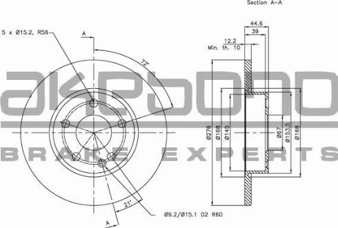 Akebono BN-0190 - Тормозной диск autospares.lv