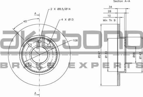 Akebono BN-0197 - Тормозной диск autospares.lv