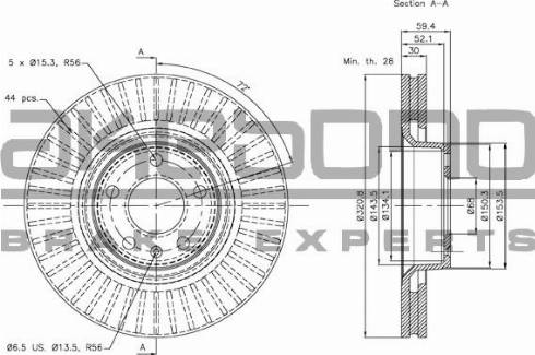 Akebono BN-0140 - Тормозной диск autospares.lv