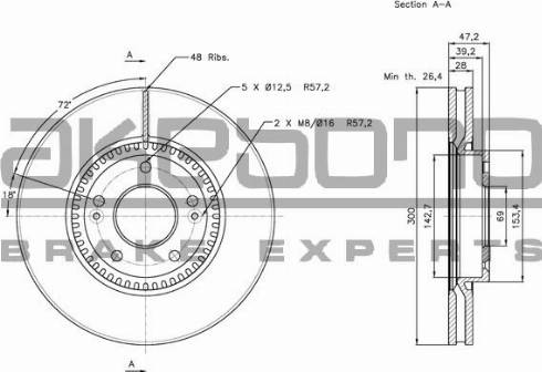 Akebono BN-0141 - Тормозной диск autospares.lv