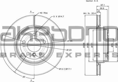 Akebono BN-0148E - Тормозной диск autospares.lv