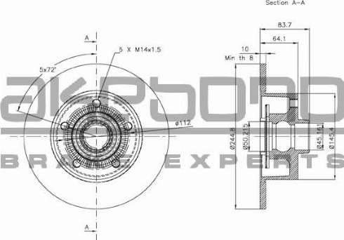 Akebono BN-0143 - Тормозной диск autospares.lv