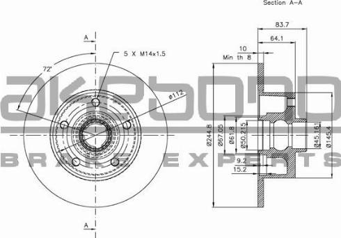 Akebono BN-0142E - Тормозной диск autospares.lv