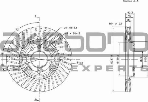 Akebono BN-0154E - Тормозной диск autospares.lv