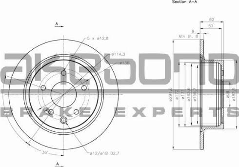 Akebono BN-0156 - Тормозной диск autospares.lv