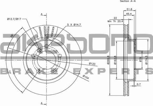 Akebono BN-0150 - Тормозной диск autospares.lv