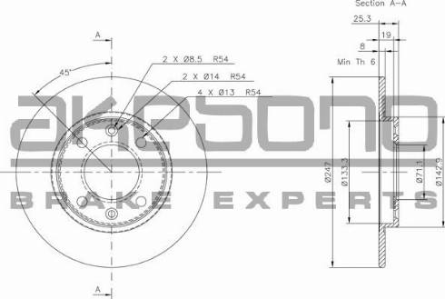 Akebono BN-0161 - Тормозной диск autospares.lv