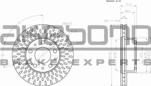 Akebono BN-0168E - Тормозной диск autospares.lv