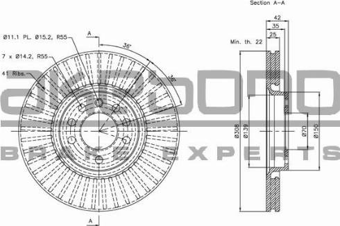 Akebono BN-0109 - Тормозной диск autospares.lv