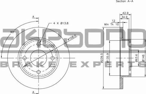 Akebono BN-0104 - Тормозной диск autospares.lv