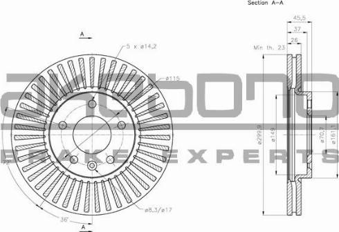 Akebono BN-0100E - Тормозной диск autospares.lv