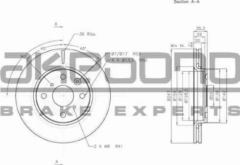 Akebono BN-0108E - Тормозной диск autospares.lv