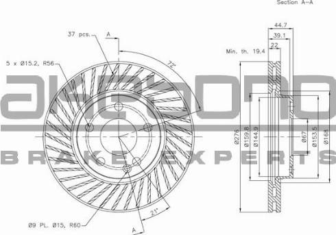 Akebono BN-0103 - Тормозной диск autospares.lv