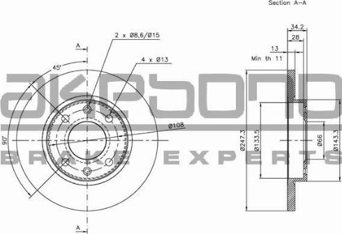 Akebono BN-0114 - Тормозной диск autospares.lv