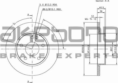 Akebono BN-0116 - Тормозной диск autospares.lv