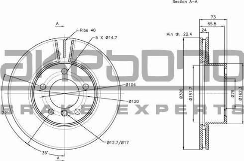 Akebono BN-0111 - Тормозной диск autospares.lv