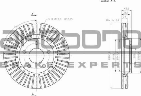 Akebono BN-0189 - Тормозной диск autospares.lv