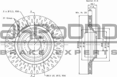 Akebono BN-0183 - Тормозной диск autospares.lv