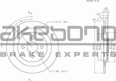 Akebono BN-0134 - Тормозной диск autospares.lv