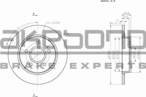 Akebono BN-0135E - Тормозной диск autospares.lv