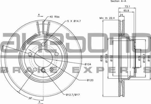 Akebono BN-0133 - Тормозной диск autospares.lv