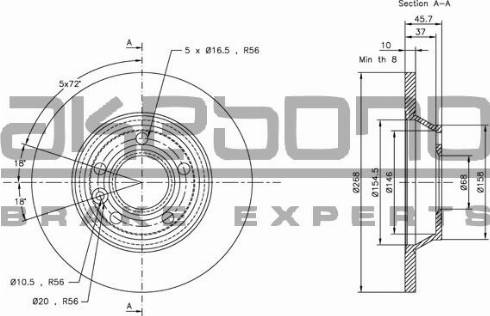 Akebono BN-0137 - Тормозной диск autospares.lv