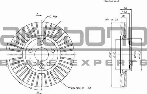 Akebono BN-0126E - Тормозной диск autospares.lv