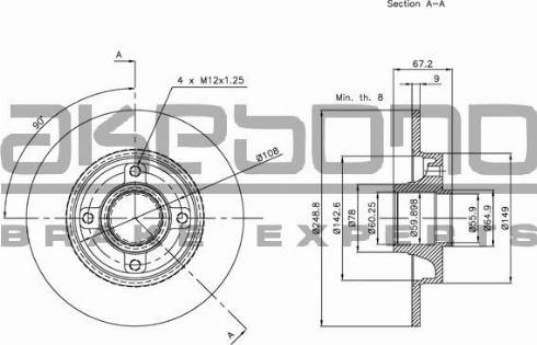 Akebono BN-0120 - Тормозной диск autospares.lv