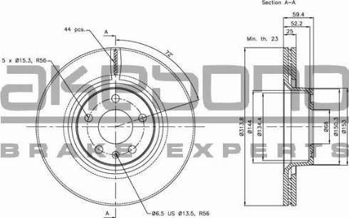 Akebono BN-0176 - Тормозной диск autospares.lv