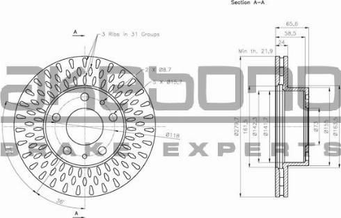 Akebono BN-0172 - Тормозной диск autospares.lv