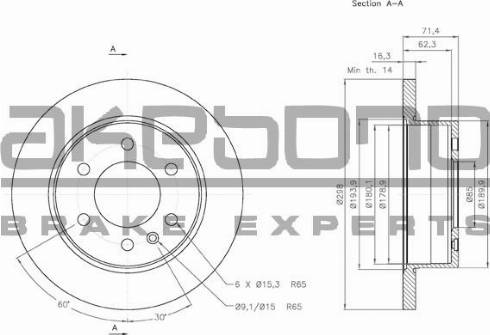 Akebono BN-0177 - Тормозной диск autospares.lv