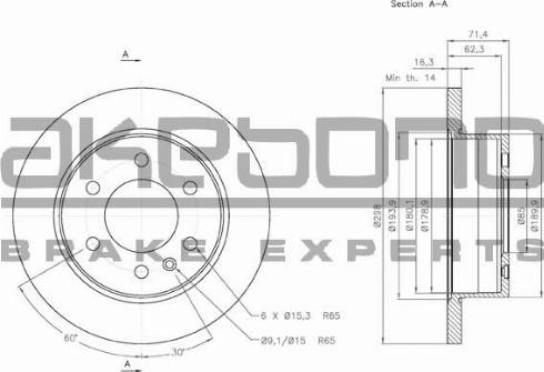 Akebono BN-0177E - Тормозной диск autospares.lv