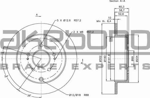 Akebono BN-0898 - Тормозной диск autospares.lv