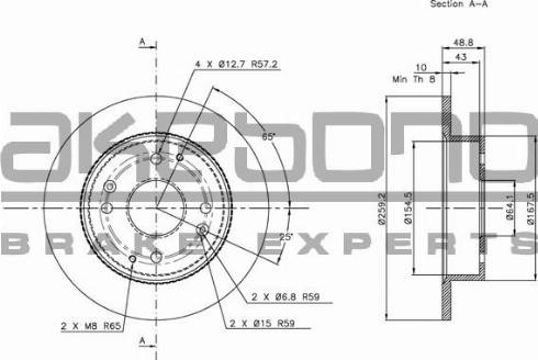 Akebono BN-0893E - Тормозной диск autospares.lv