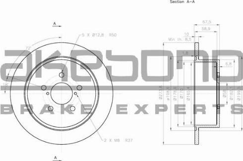 Akebono BN-0849 - Тормозной диск autospares.lv