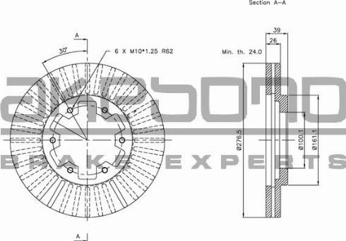 Akebono BN-0844E - Тормозной диск autospares.lv