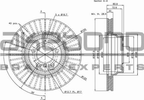 Akebono BN-0848 - Тормозной диск autospares.lv