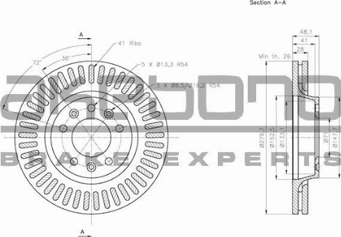 Akebono BN-0854 - Тормозной диск autospares.lv