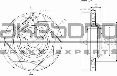 Akebono BN-0858 - Тормозной диск autospares.lv