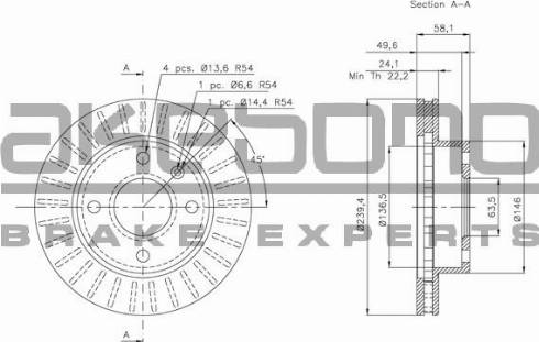 Akebono BN-0804 - Тормозной диск autospares.lv