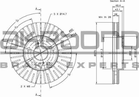 Akebono BN-0803 - Тормозной диск autospares.lv