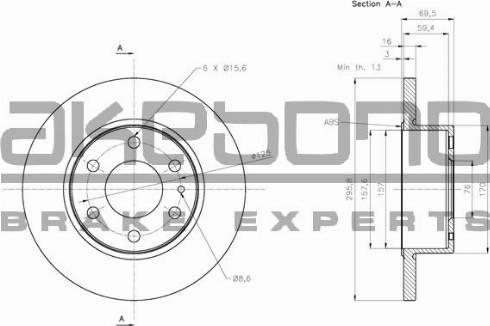 Akebono BN-0819 - Тормозной диск autospares.lv