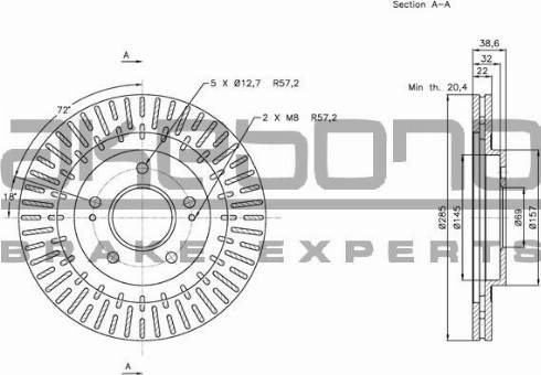 Akebono BN-0815E - Тормозной диск autospares.lv