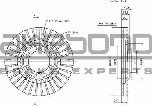 Akebono BN-0889E - Тормозной диск autospares.lv