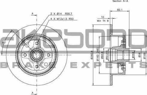 Akebono BN-0830E - Тормозной диск autospares.lv