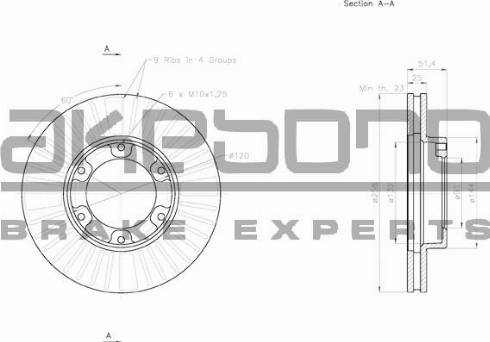 Akebono BN-0830 - Тормозной диск autospares.lv