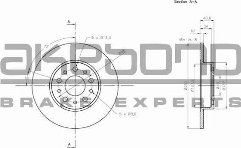 Akebono BN-0838 - Тормозной диск autospares.lv