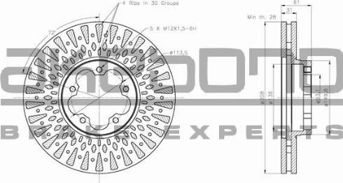 Akebono BN-1350E - Тормозной диск autospares.lv